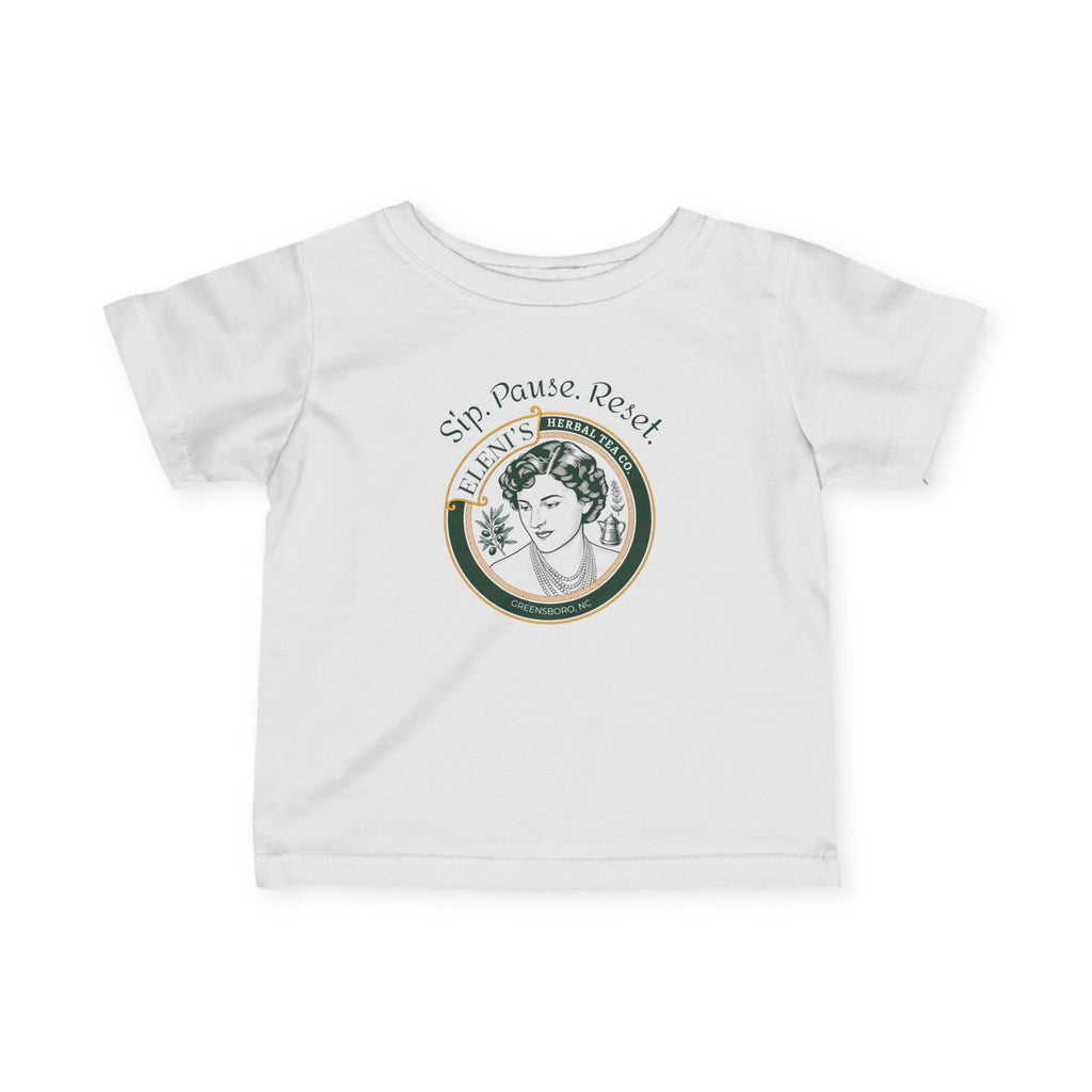 Infant Tee — 'Sip, Pause, Reset' Vintage Coffee Badge Baby T-Shirt