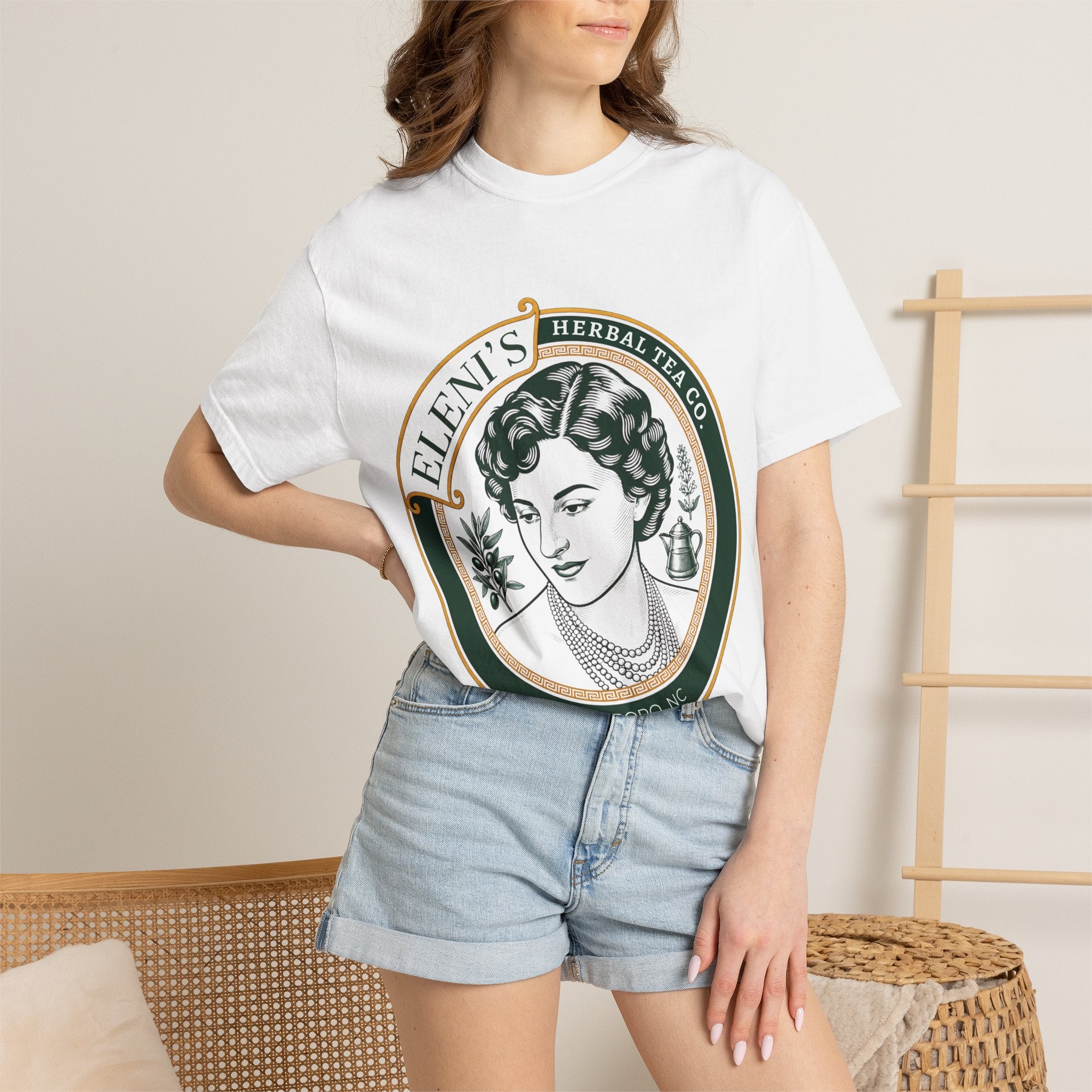 "Eleni's" Logo Tee - Herbal Teaco Vintage Portrait T‑Shirt