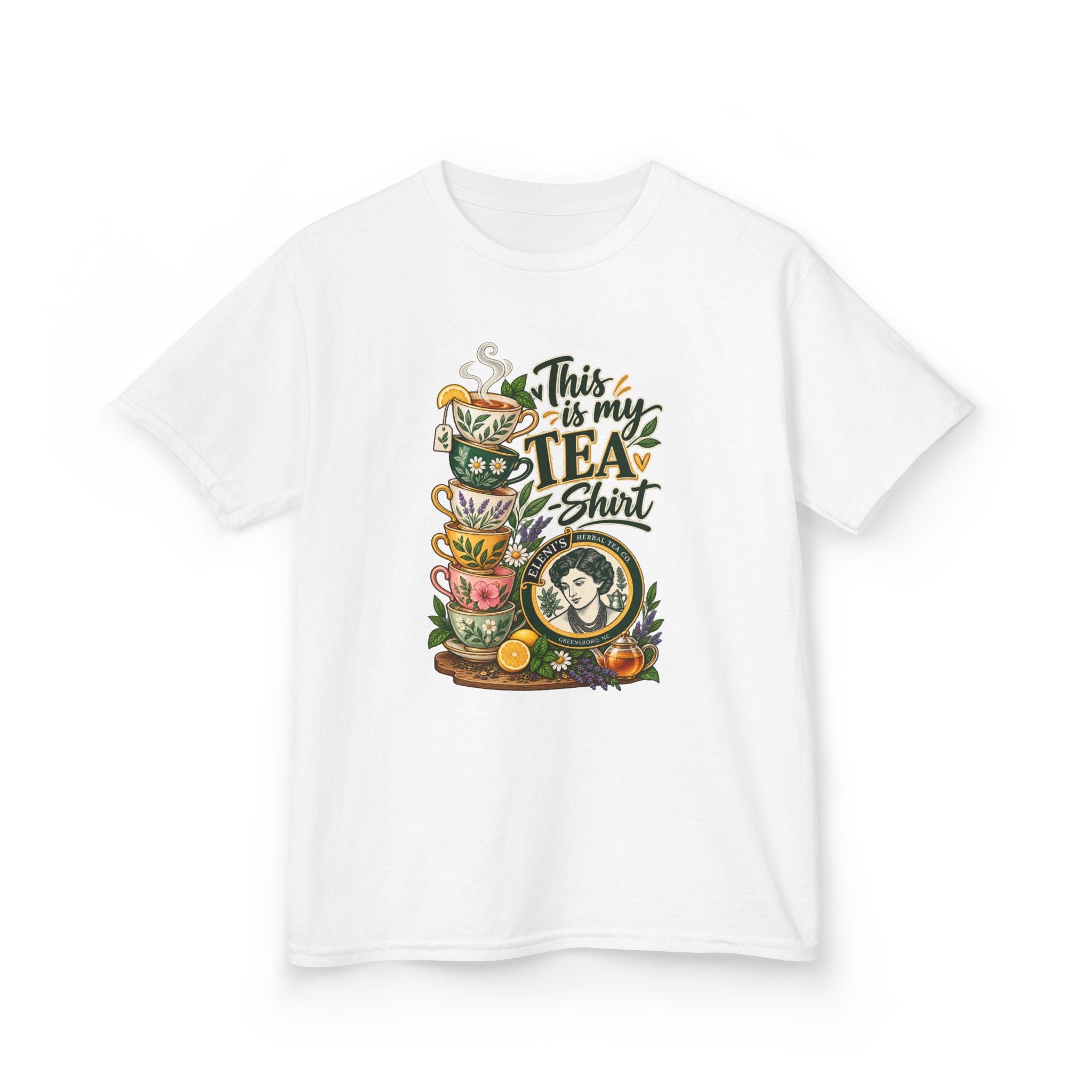 Kids Tee — "This is my Tea Shirt" Cute Stacked Teacups Kids T‑Shirt (Tea Lover Gift)