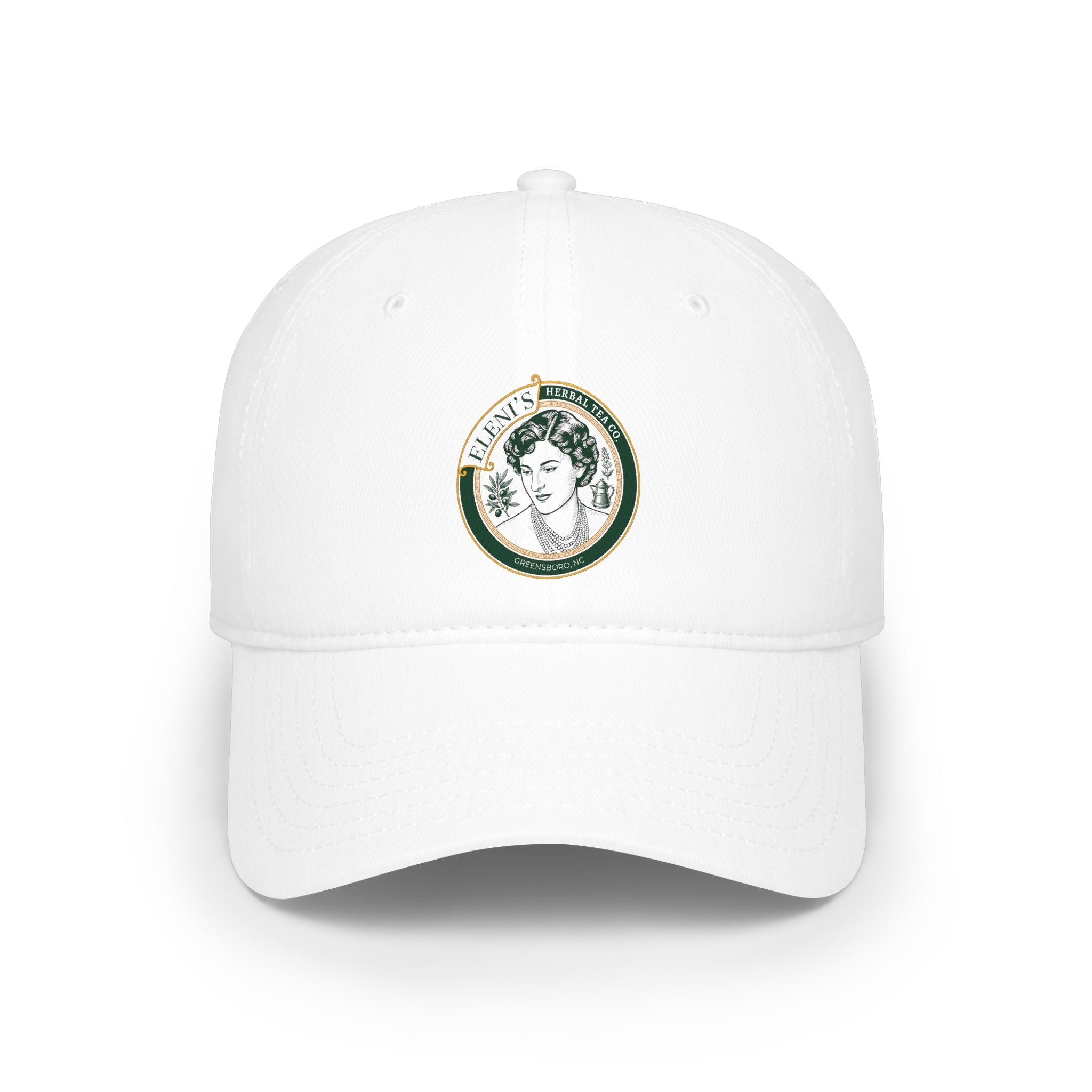 Low Profile Baseball Cap — Vintage Floral Portrait Embroidered Hat