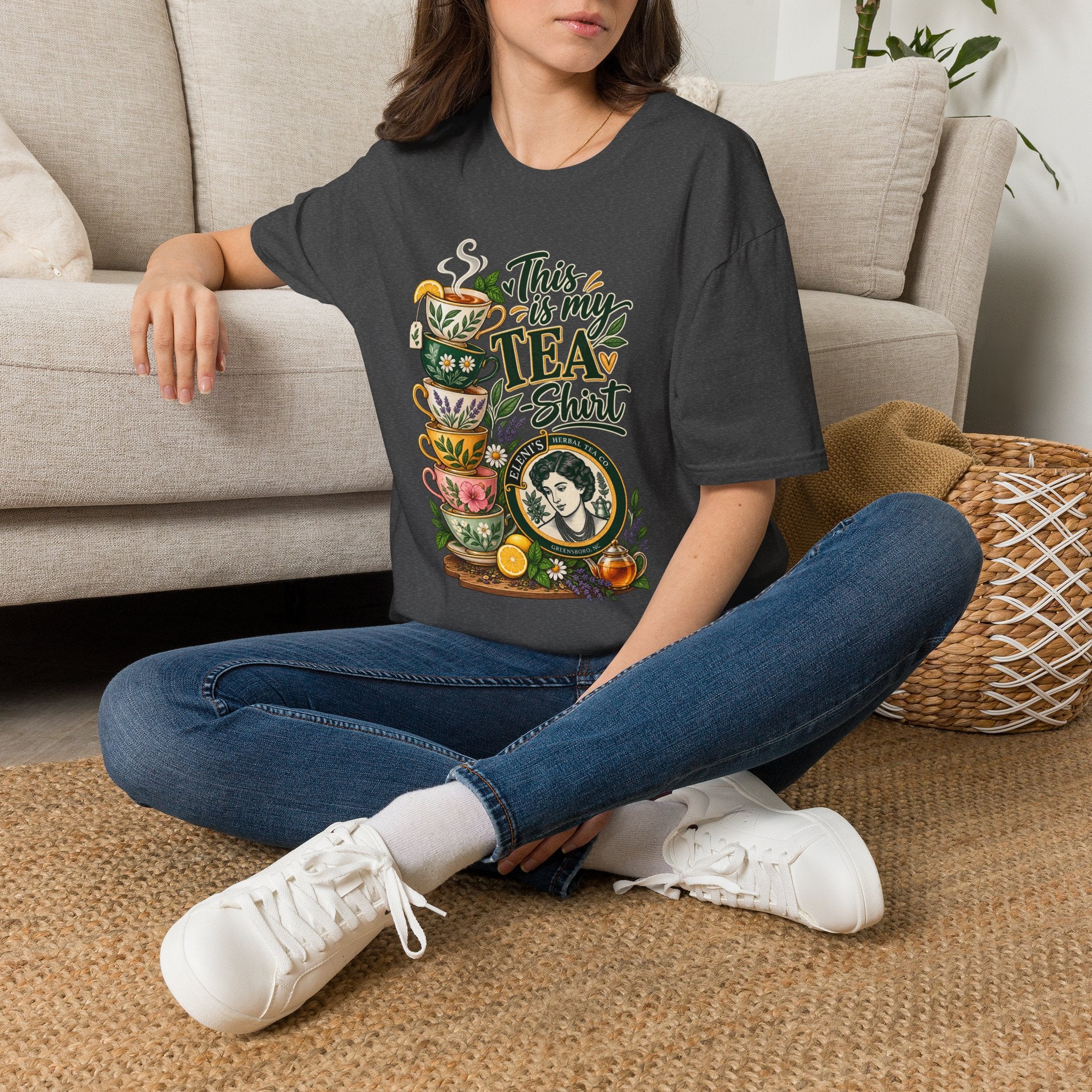This Is My Tea Shirt T-Shirt — Cute Stacked Teacups Graphic Tee for Tea Lovers