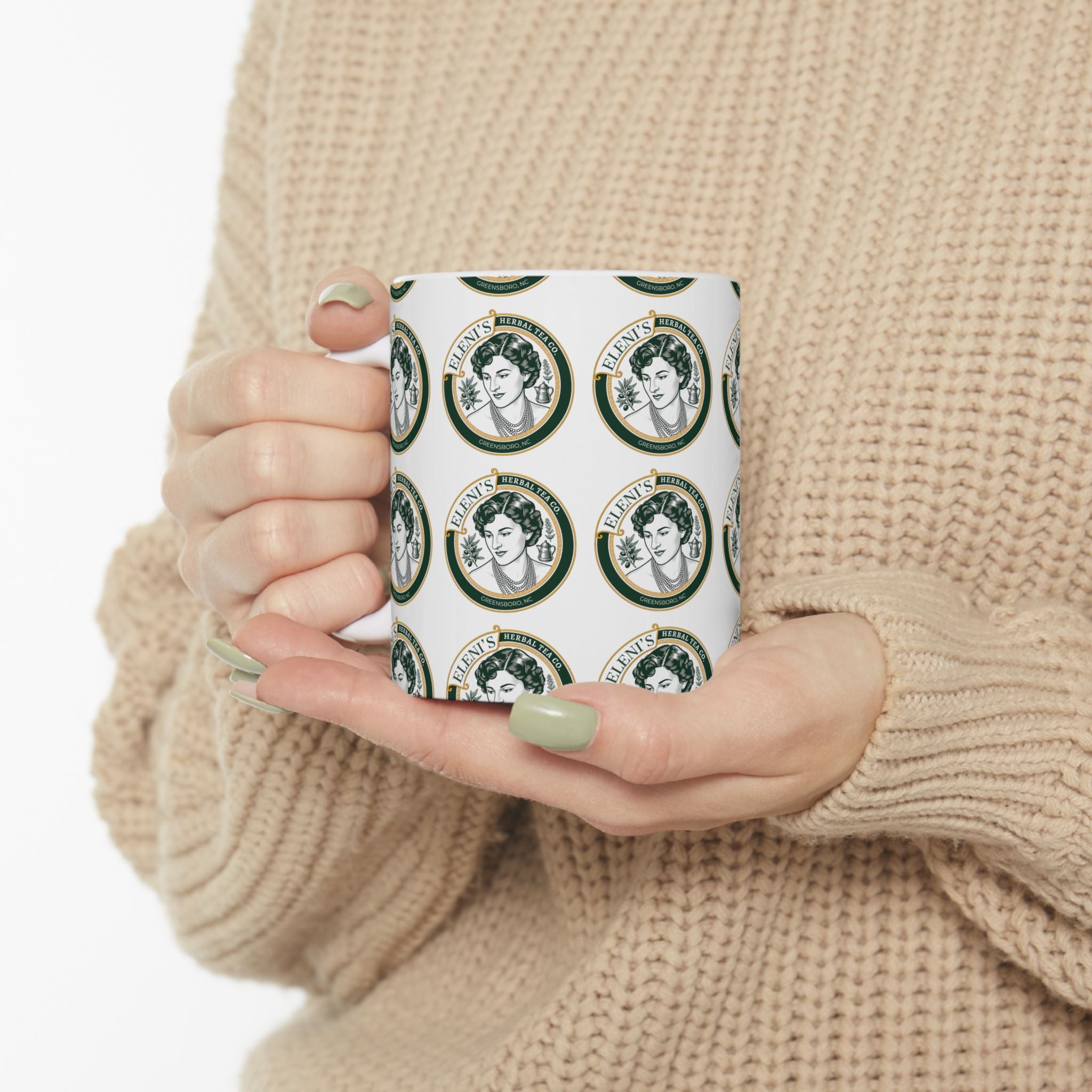 Vintage Athena Coin Pattern Ceramic Mug (11oz & 15oz)