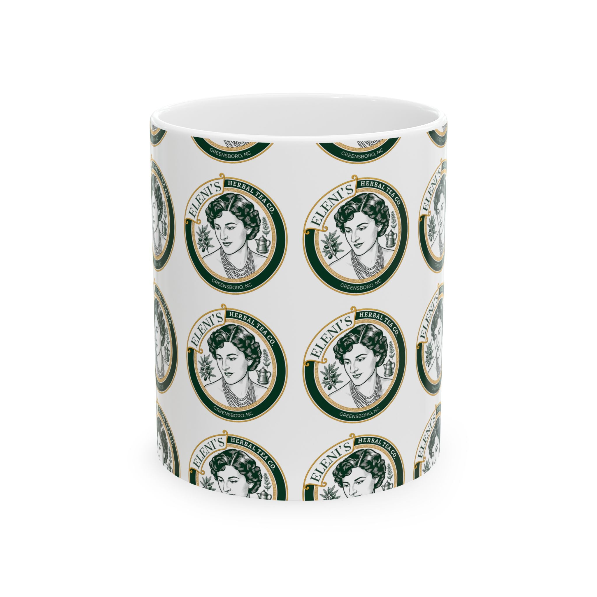 Vintage Athena Coin Pattern Ceramic Mug (11oz & 15oz)
