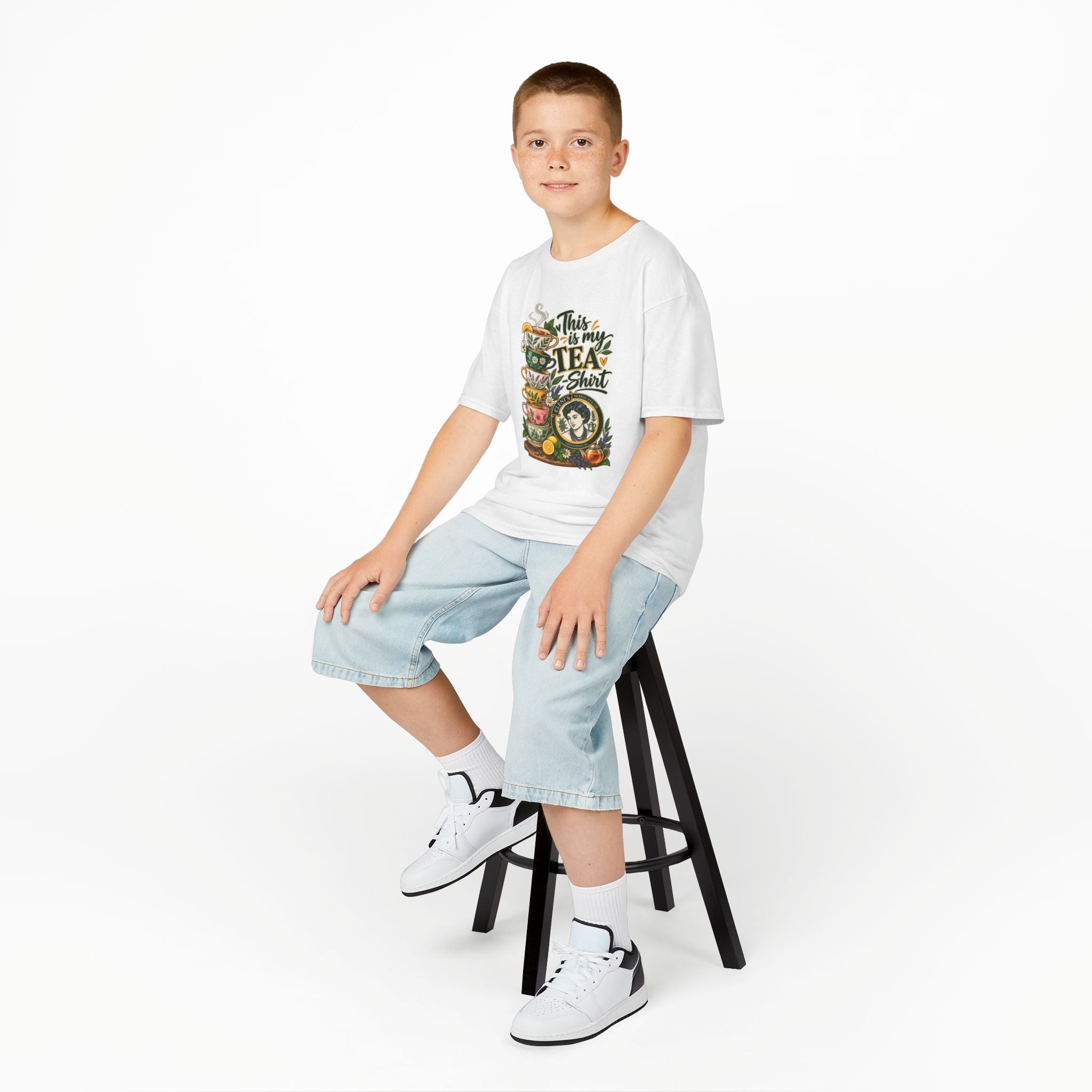 Kids Tee — "This is my Tea Shirt" Cute Stacked Teacups Kids T‑Shirt (Tea Lover Gift)