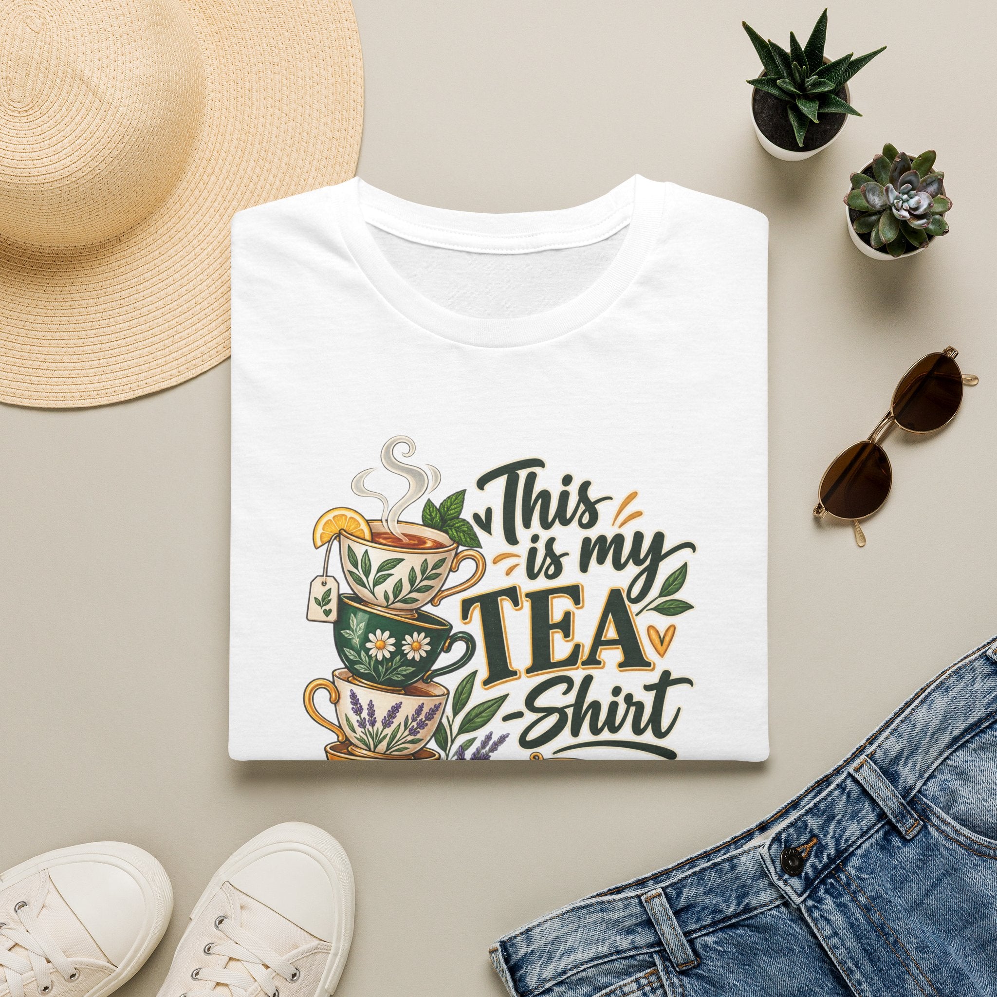 This Is My Tea Shirt T-Shirt — Cute Stacked Teacups Graphic Tee for Tea Lovers