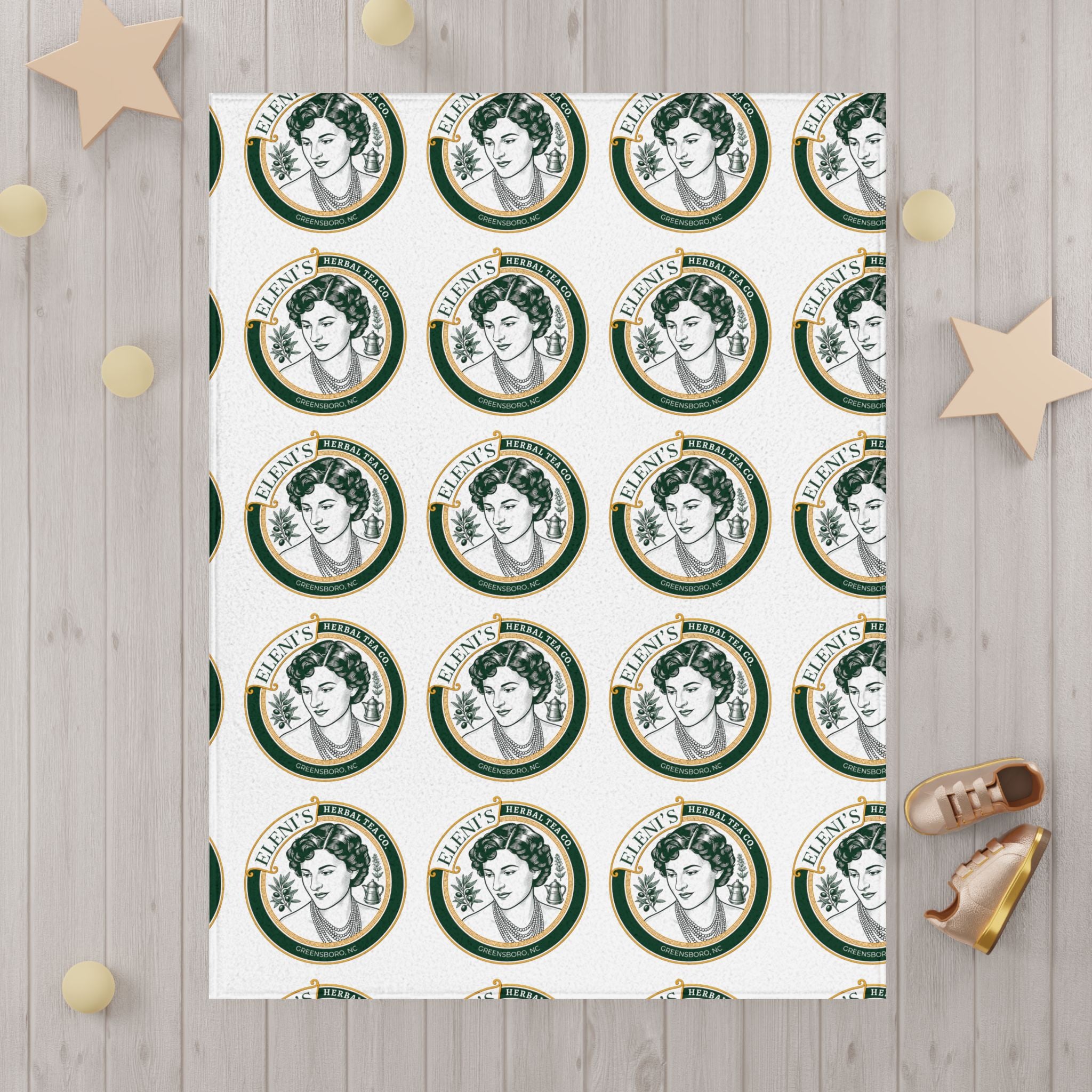 Toddler Blanket — Vintage Circle Portrait Pattern Soft Cozy Baby Throw