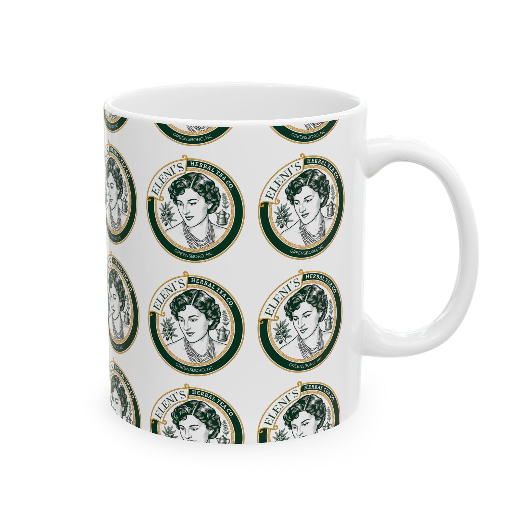 Vintage Athena Coin Pattern Ceramic Mug (11oz & 15oz)