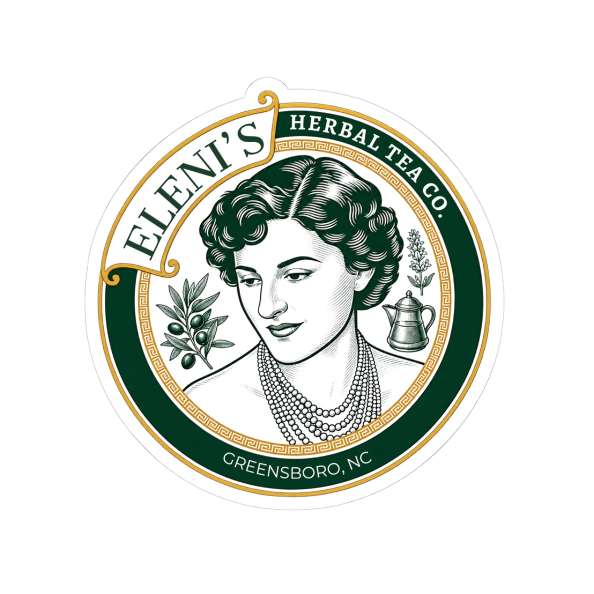 Eleni’s Herbal Tea Co. Vintage Logo Sticker — Kiss-Cut Round Sticker