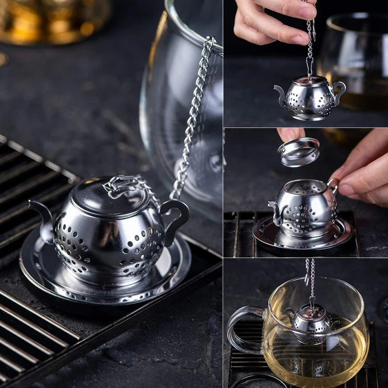 Tea Infuser Stainless Steel Tea Strainer Filter Cute Mini Teapot Shape Tea Ball Infuser Loose Leaf Herb Diffuser Tea Accessories