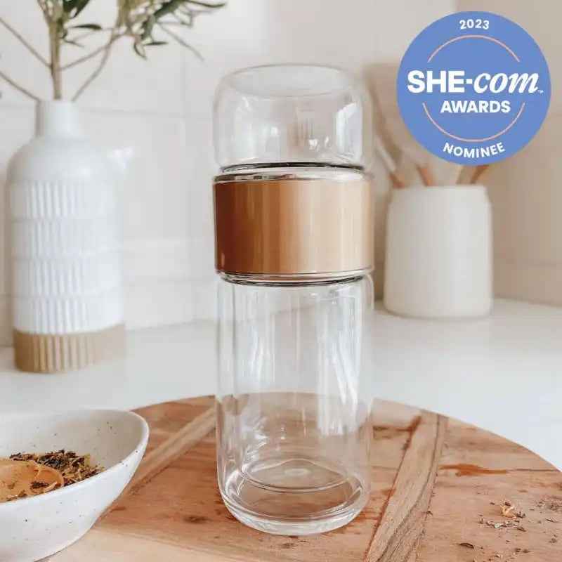 NNEDSZ Double Wall Glass Tea Infuser Bottle